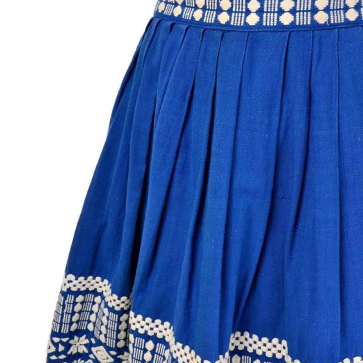 1950s Pelux Vintage Folk Embroidered Blue Skirt Handwoven in Guatemala