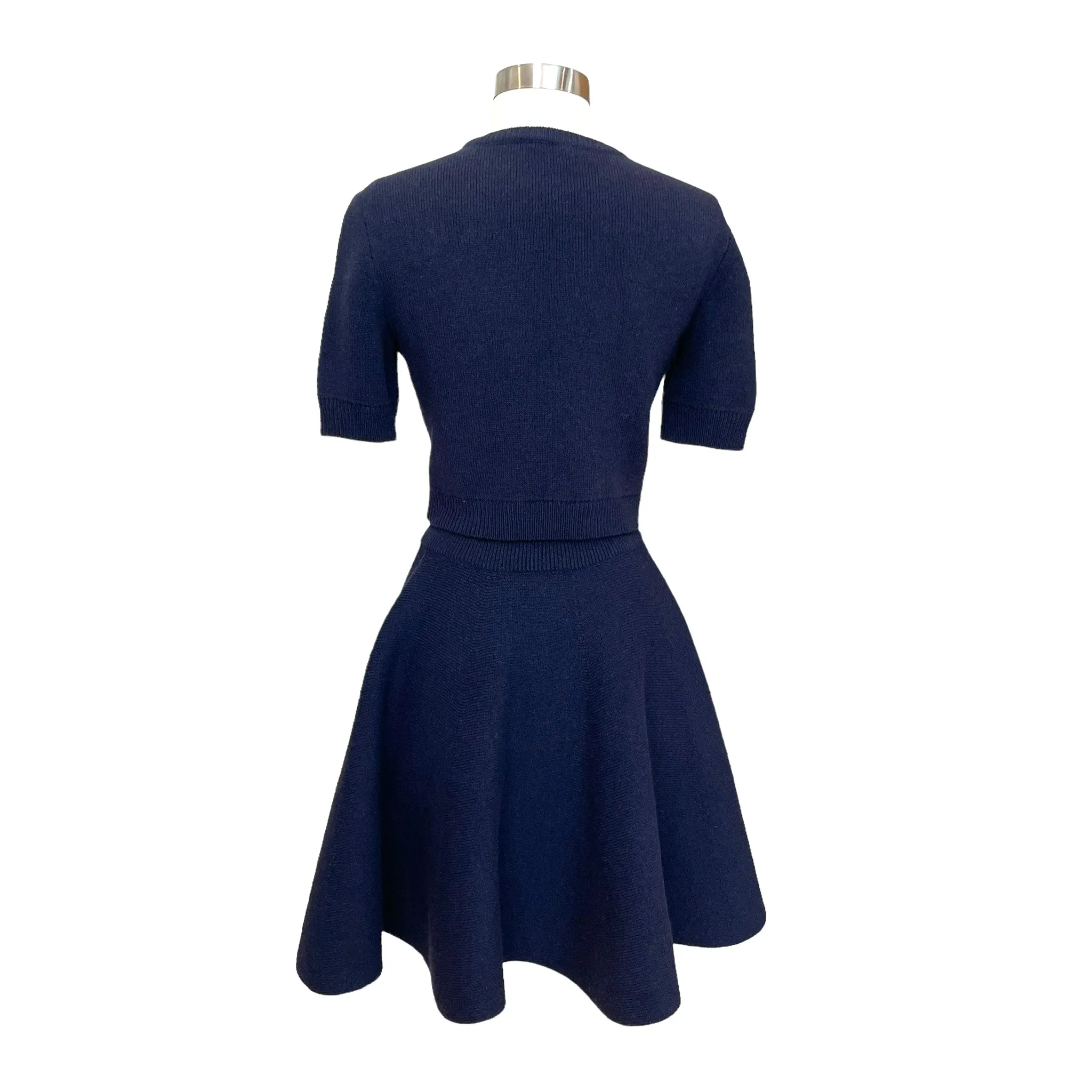 2021 Navy Wool Top & Skirt Set - S