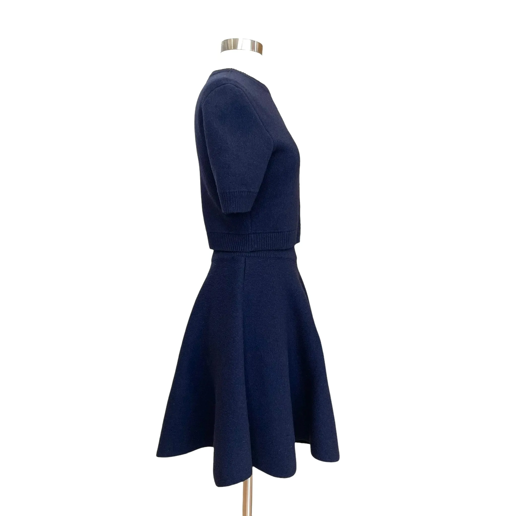 2021 Navy Wool Top & Skirt Set - S