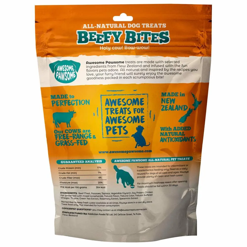 4 FOR $14: Awesome Pawsome Beefy Bites Grain-Free Dog Treats 3oz