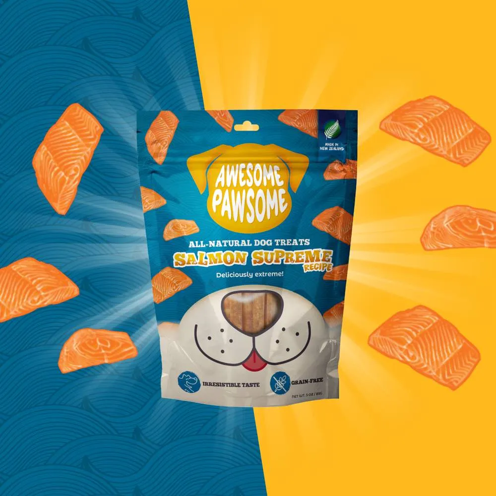 4 FOR $14 (Exp 12Dec24): Awesome Pawsome Salmon Supreme Grain-Free Dog Treats 3oz