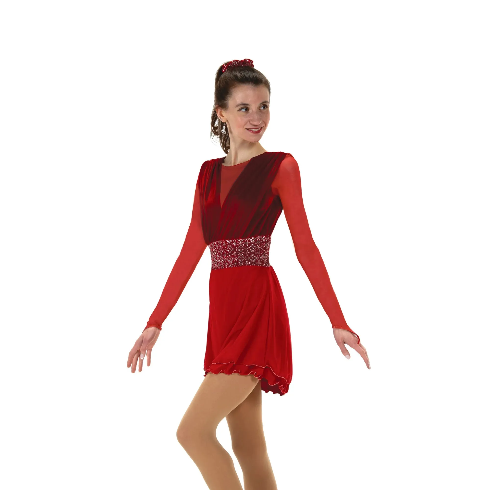 591 Figure Skating Ruched Ruby Dress