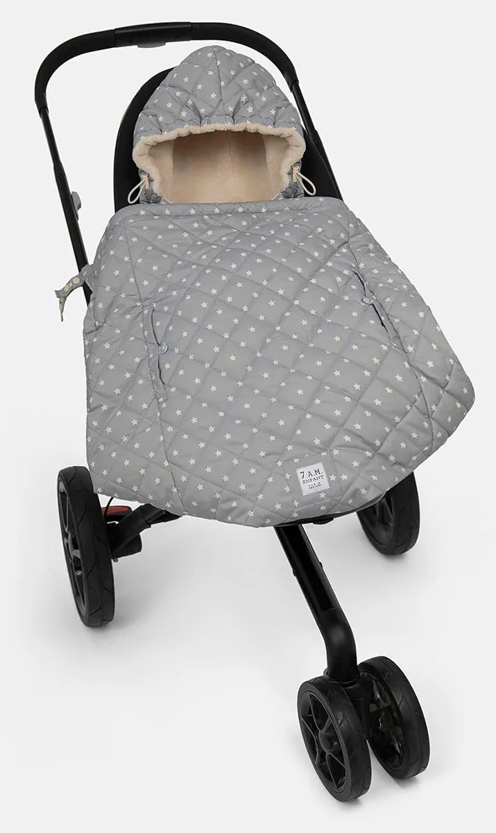 7 A.M. Enfant K-Poncho Baby Carrier Cover - Grey Stars