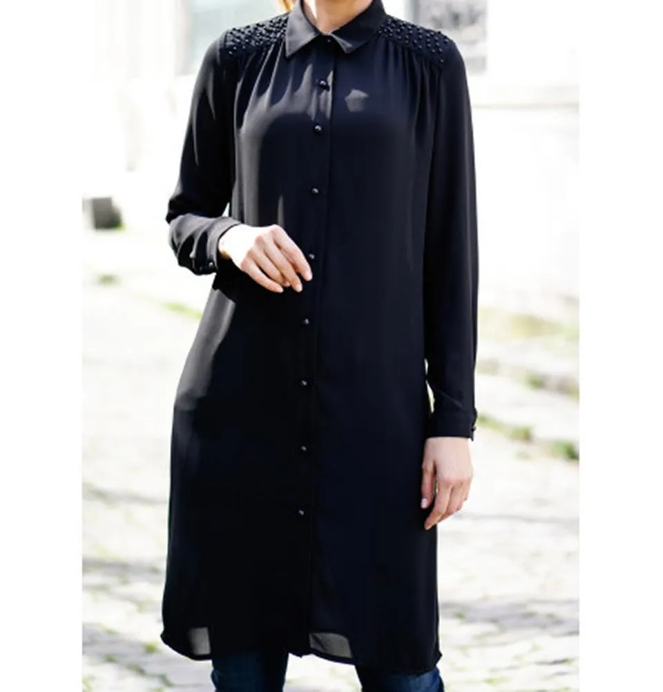 Abaci Modest Chiffon Tunic TNK11436 Black