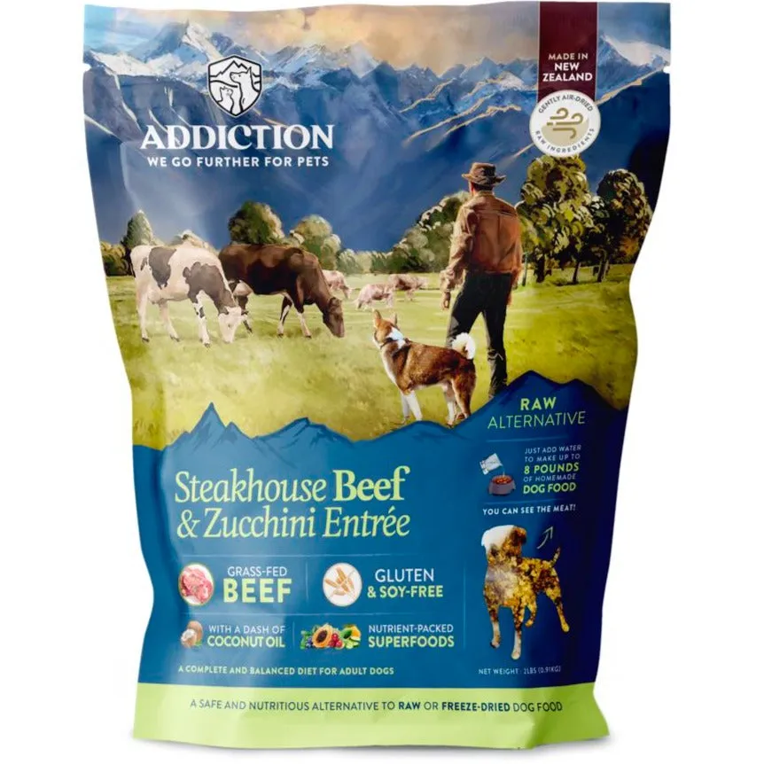 Addiction Steakhouse Beef & Zucchini Entrée Grain Free Raw Alternative Dog Food 2lb