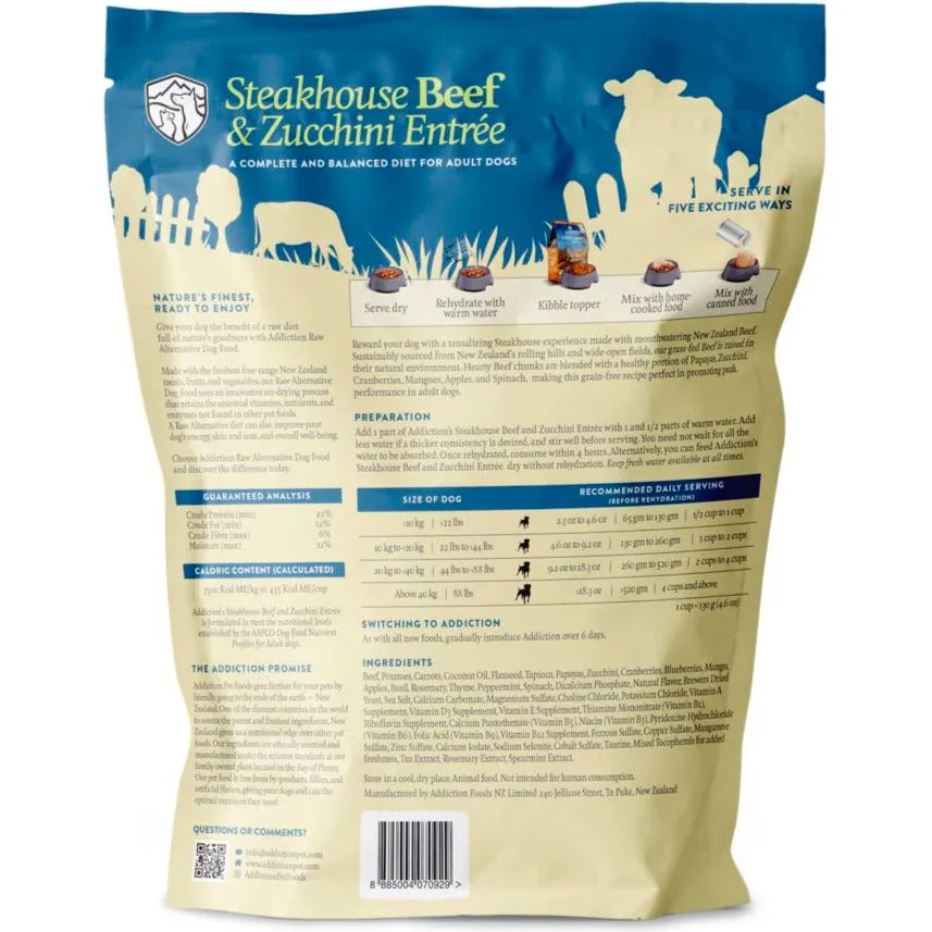 Addiction Steakhouse Beef & Zucchini Entrée Grain Free Raw Alternative Dog Food 2lb