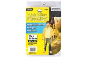 Adult Transparent Yellow Poncho 132x203cm HOM-273