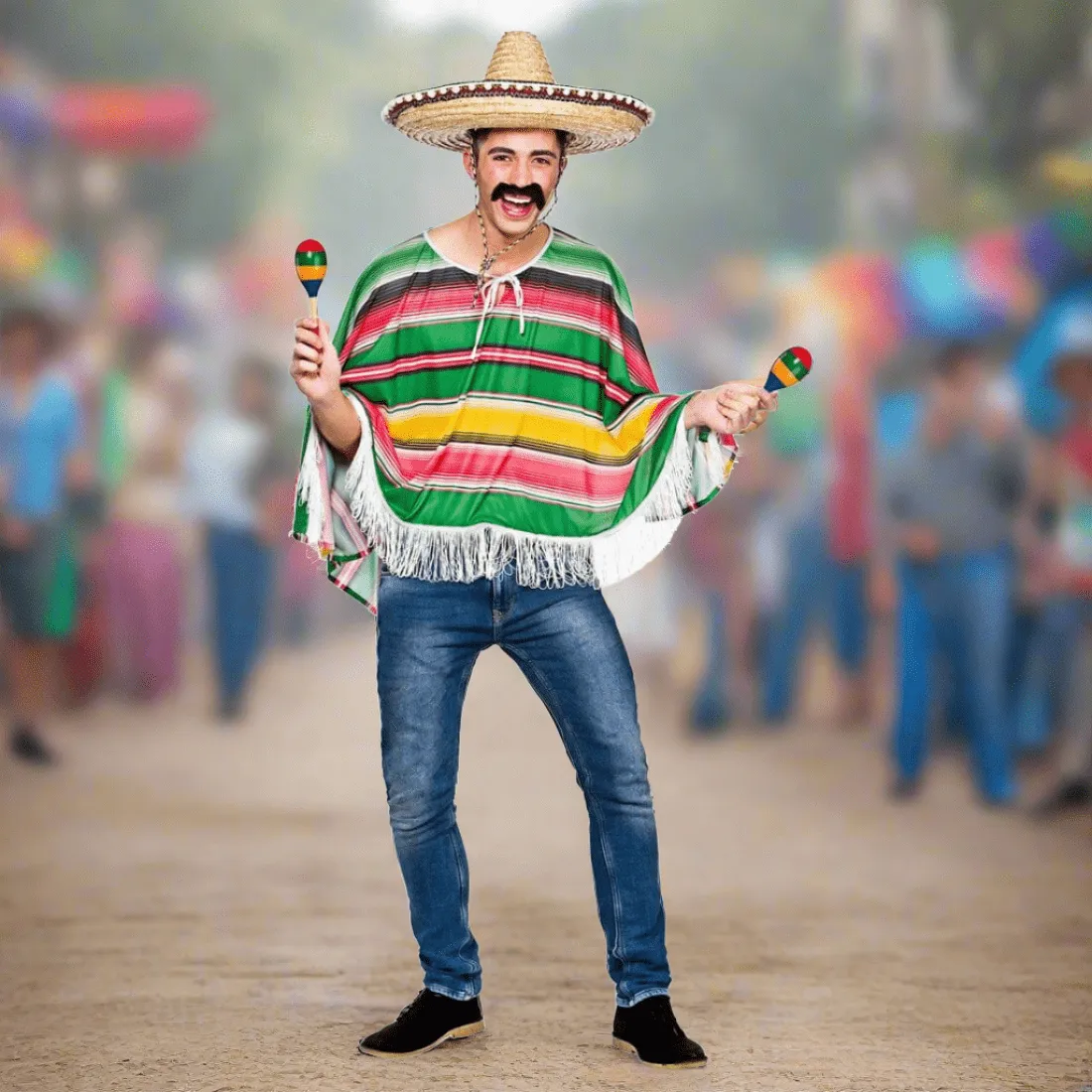 Adults Mexican Bandit Poncho One Size  Halloween Costume