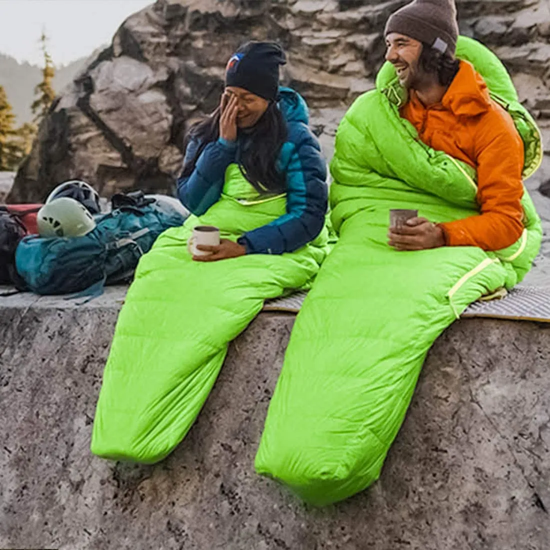 AEGISMAX Urltra-Light 800FP White Goose Down Camping Sleeping Bag - Green