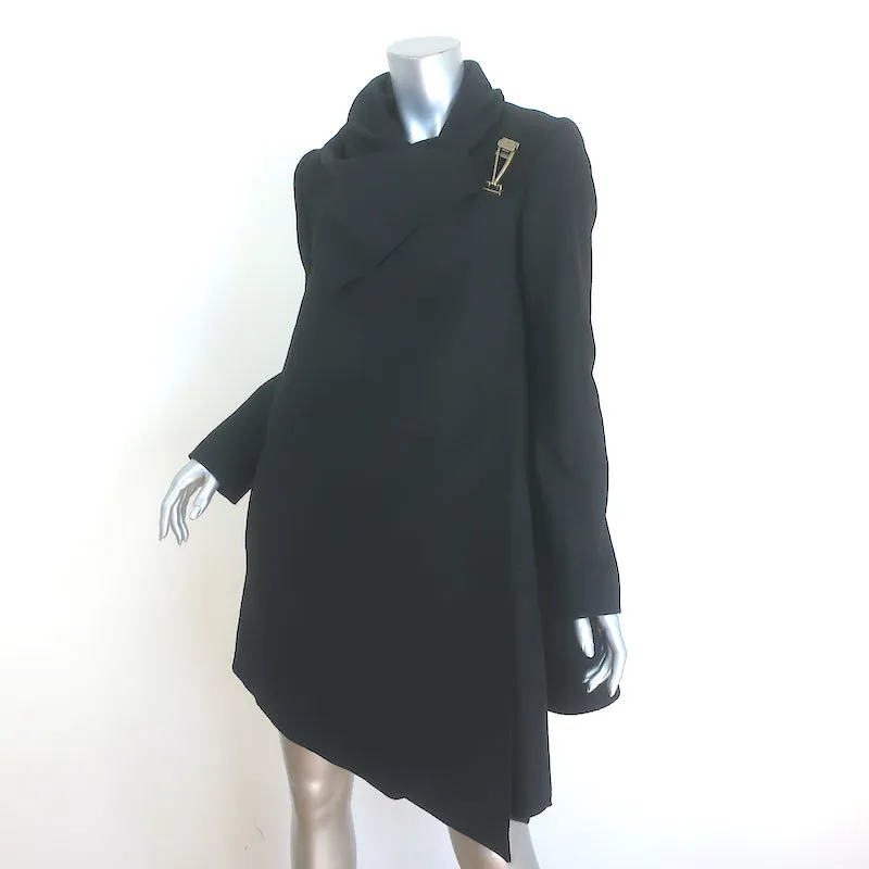 AllSaints Monument Lock Coat Black Wool-Blend Size US 6 Asymmetric Draped Jacket