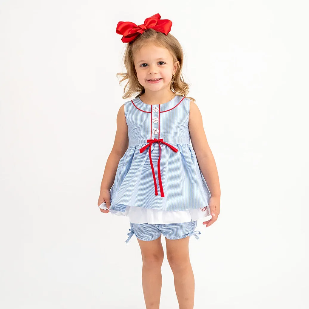 America's Pastime Sky Blue Tunic Top with Bloomer Shortie