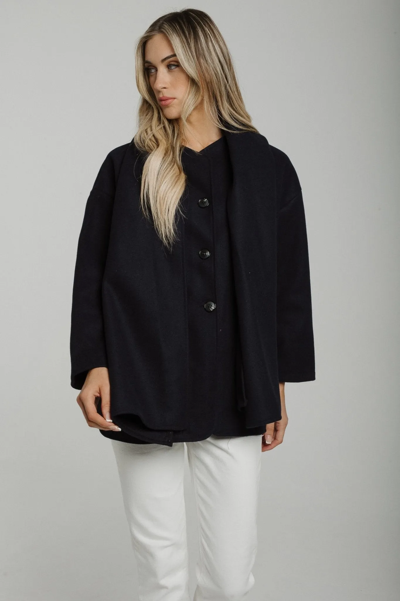 Aria Jacket With Scarf In Navy