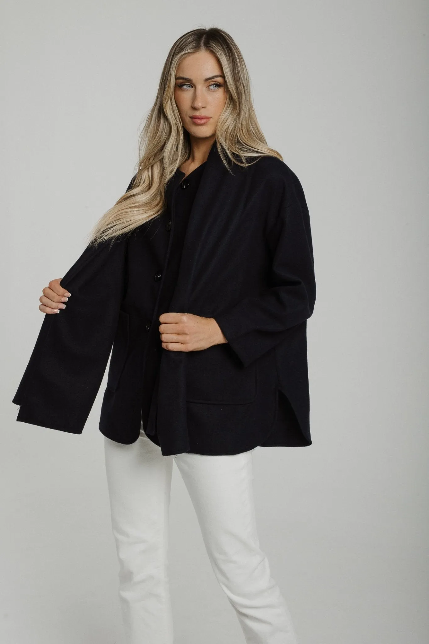 Aria Jacket With Scarf In Navy