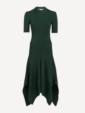 Asymmetric compact rib sweater dress