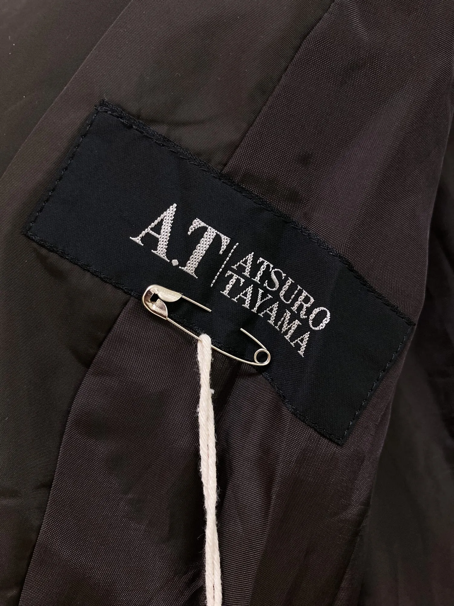 A.T. Atsuro Tayama dark brown nylon coat with detachable faux fur collar