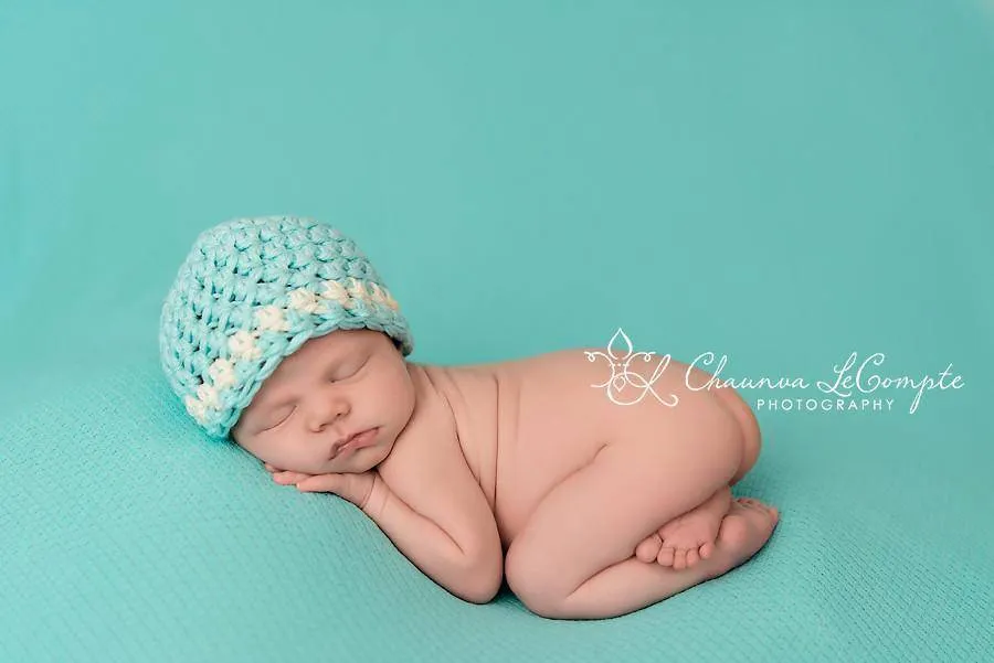 Baby Blue & Cream Cotton Newborn Striped Hat