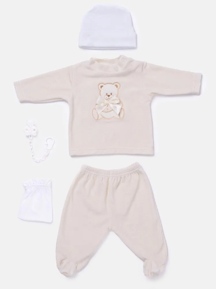 Baby Unisex 5-piece Teddy Gift Box Set - Beige