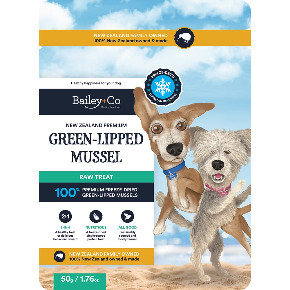 Bailey Co Dog Freeze-Dried Raw Treat New Zealand Green-Lipped Mussel 50g