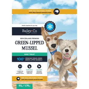 Bailey Co Dog Freeze-Dried Raw Treat New Zealand Green-Lipped Mussel 50g