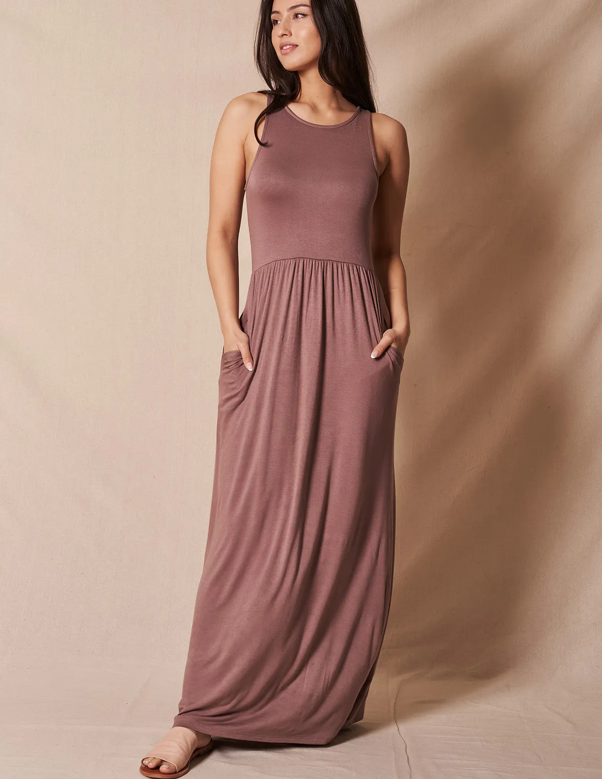 Bamboo Tank Dress - Mocha - Small Only