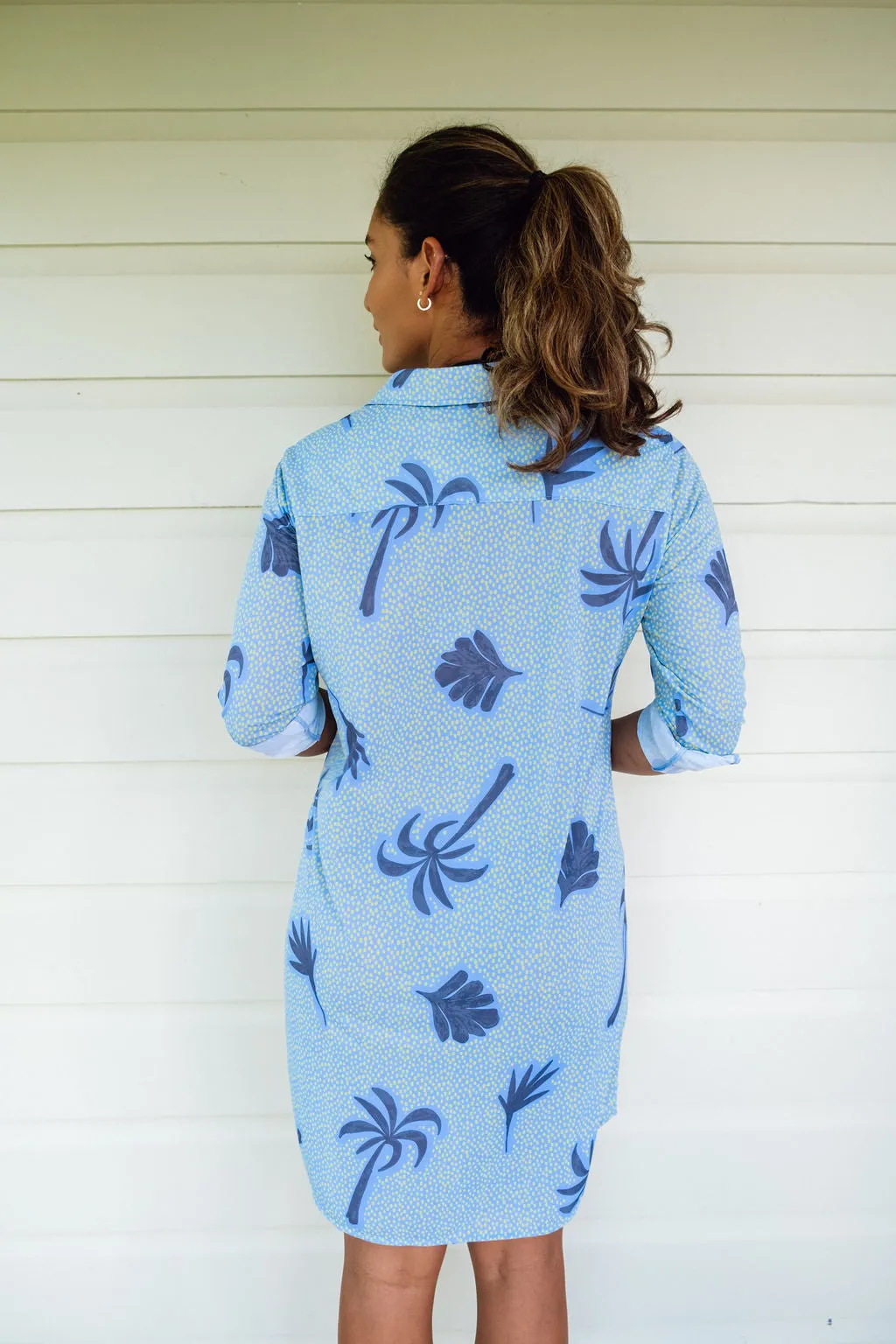 Barbara Beach UPF50 Dress - Blue Palm