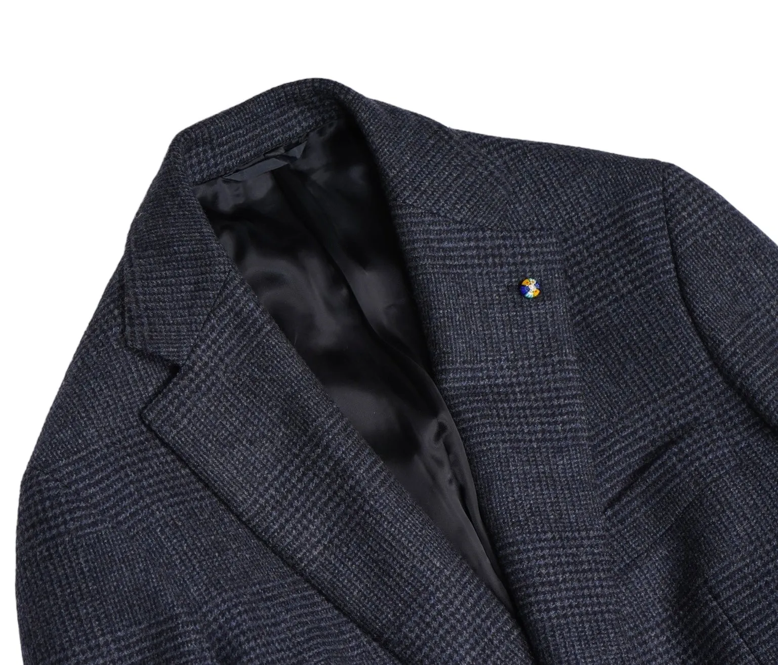 Belvest - Blue Checked Wool Overcoat 52