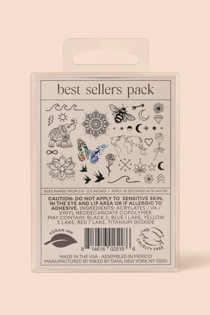 Best Sellers Temporary Tattoo Pack