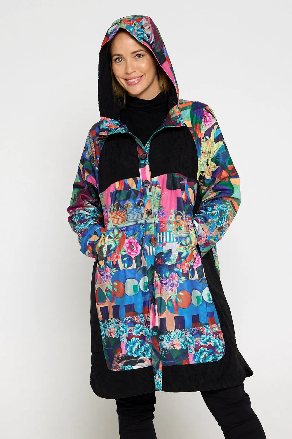 Bicheno Corduroy Coat - Floral Collage