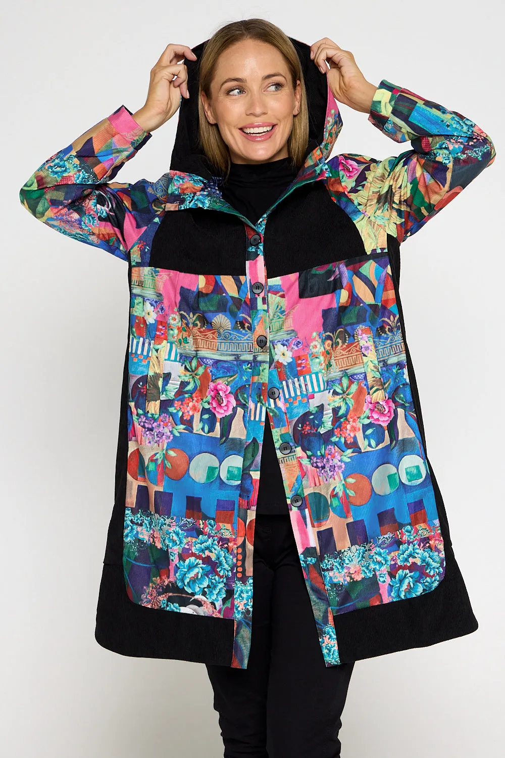 Bicheno Corduroy Coat - Floral Collage