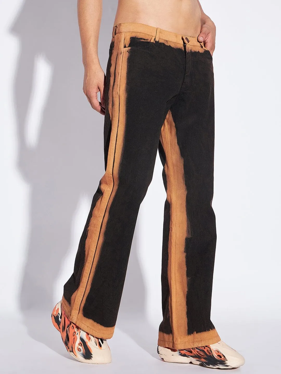 Black Bleach Flared Pants