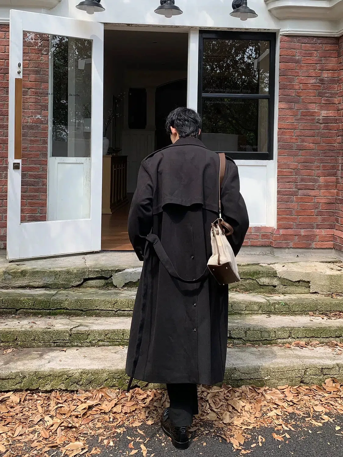 Black Double-breasted Wool Coat