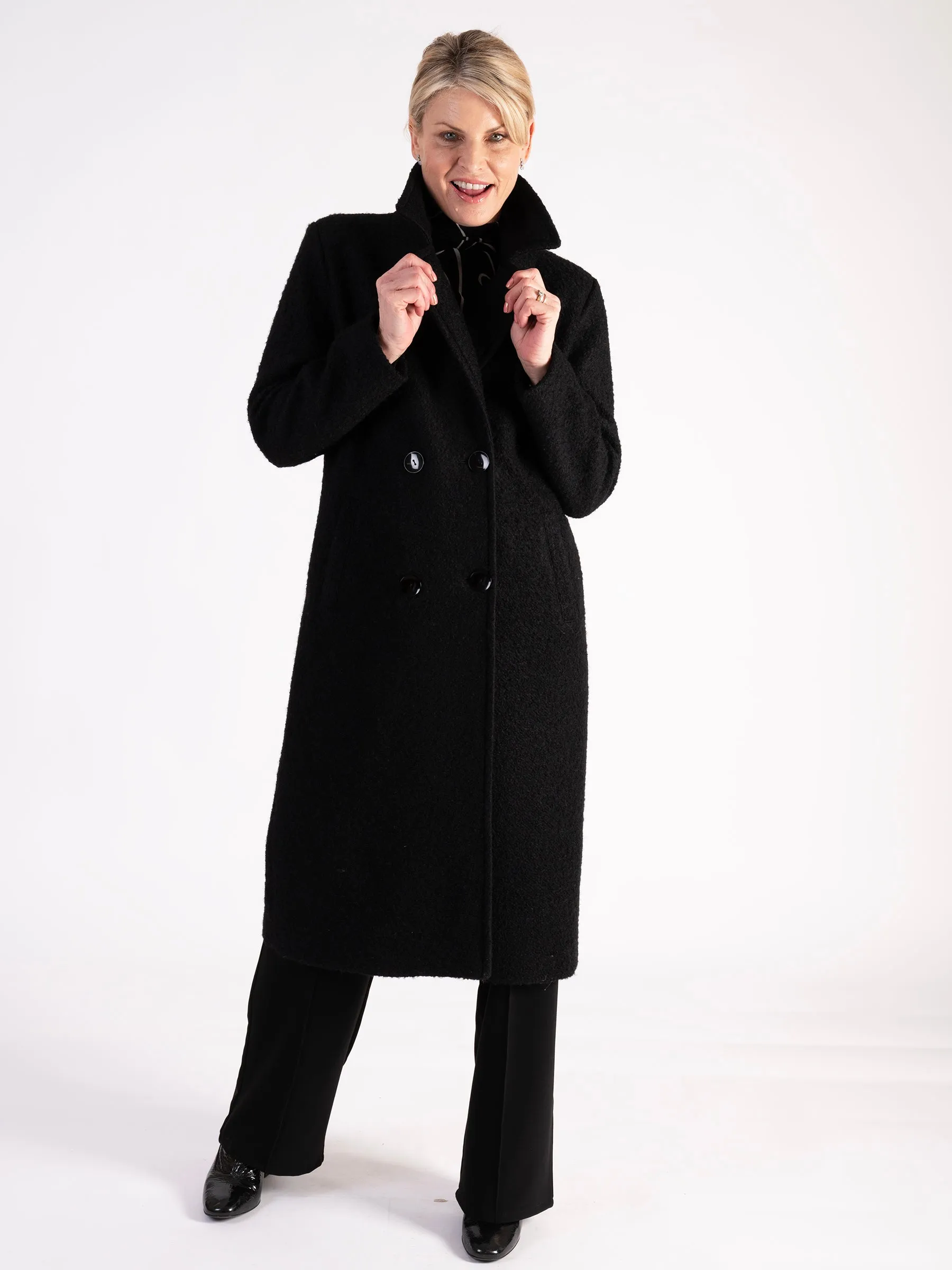 Black Long Wool Mix Coat