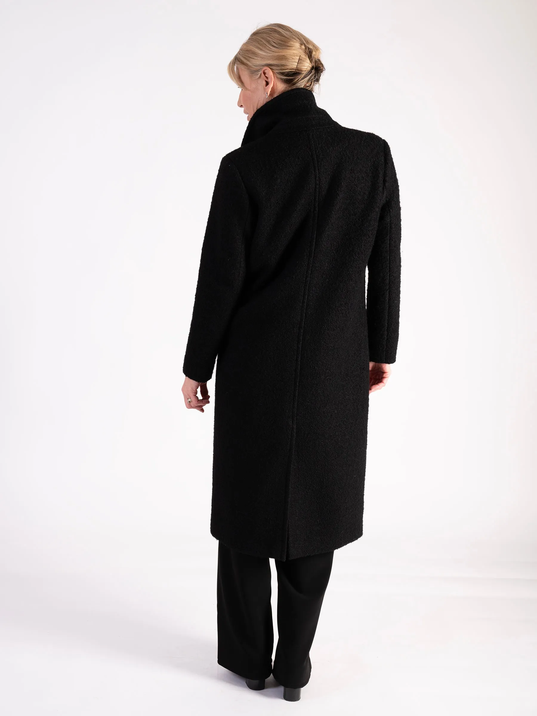 Black Long Wool Mix Coat