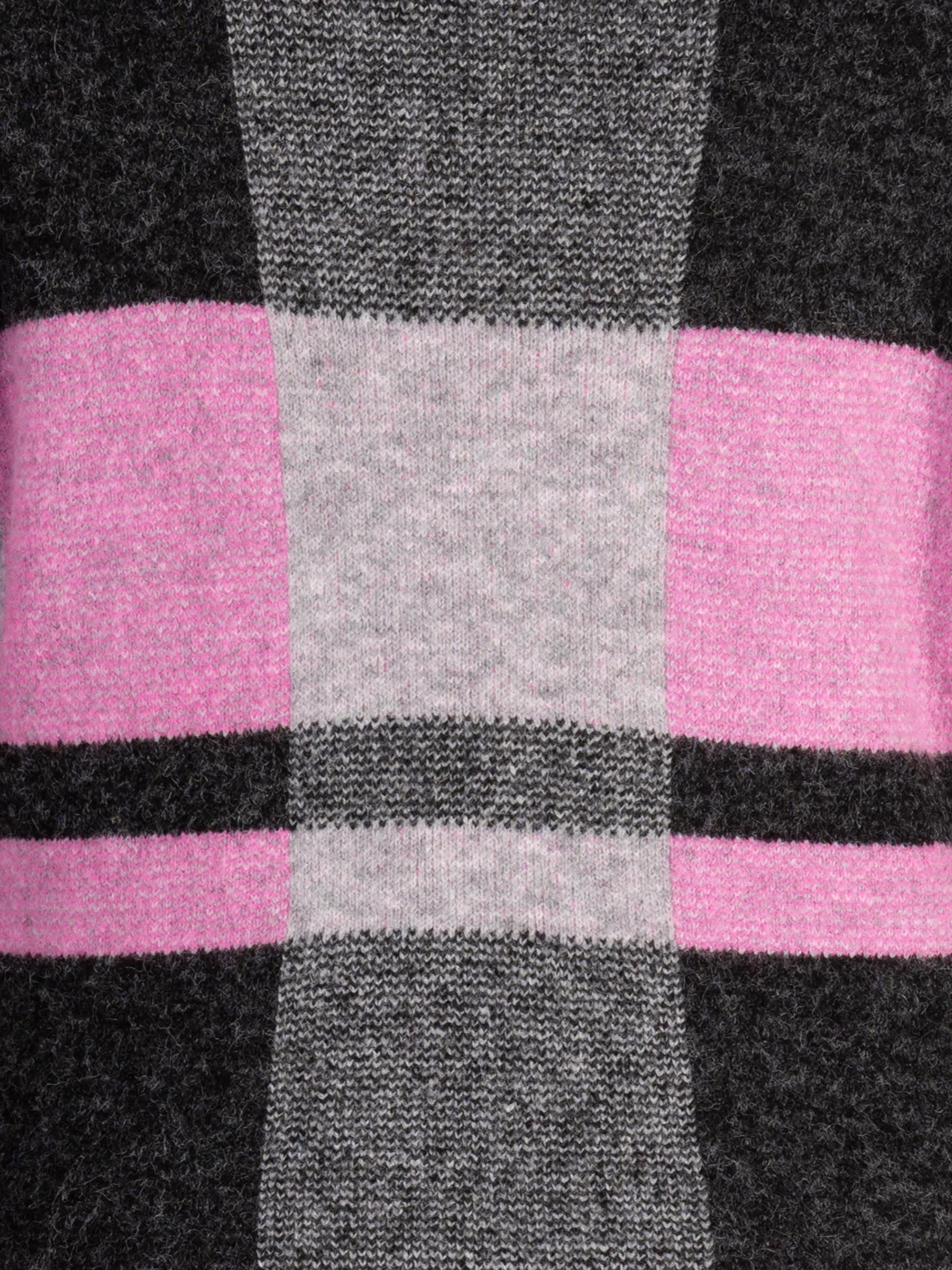 Black/Pink Checked  Knitted Coat