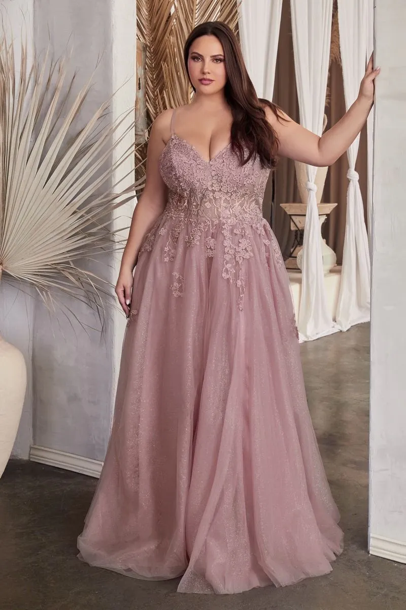 Bliss Prom Dress Strapless Lace & Tulle Gown 740148ER-DustyMauve Cinderella Divine C148  LaDivine C148