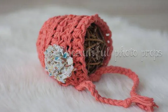 Blossom Newborn Bonnet Hat in Coral Pink