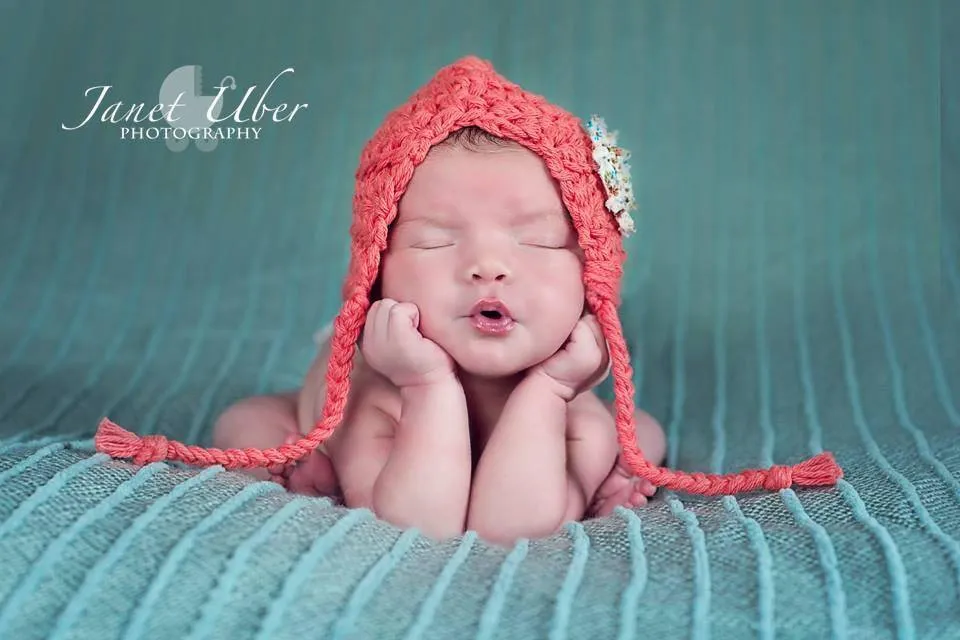 Blossom Newborn Bonnet Hat in Coral Pink