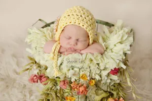 Blossom Newborn Bonnet Hat in Yellow