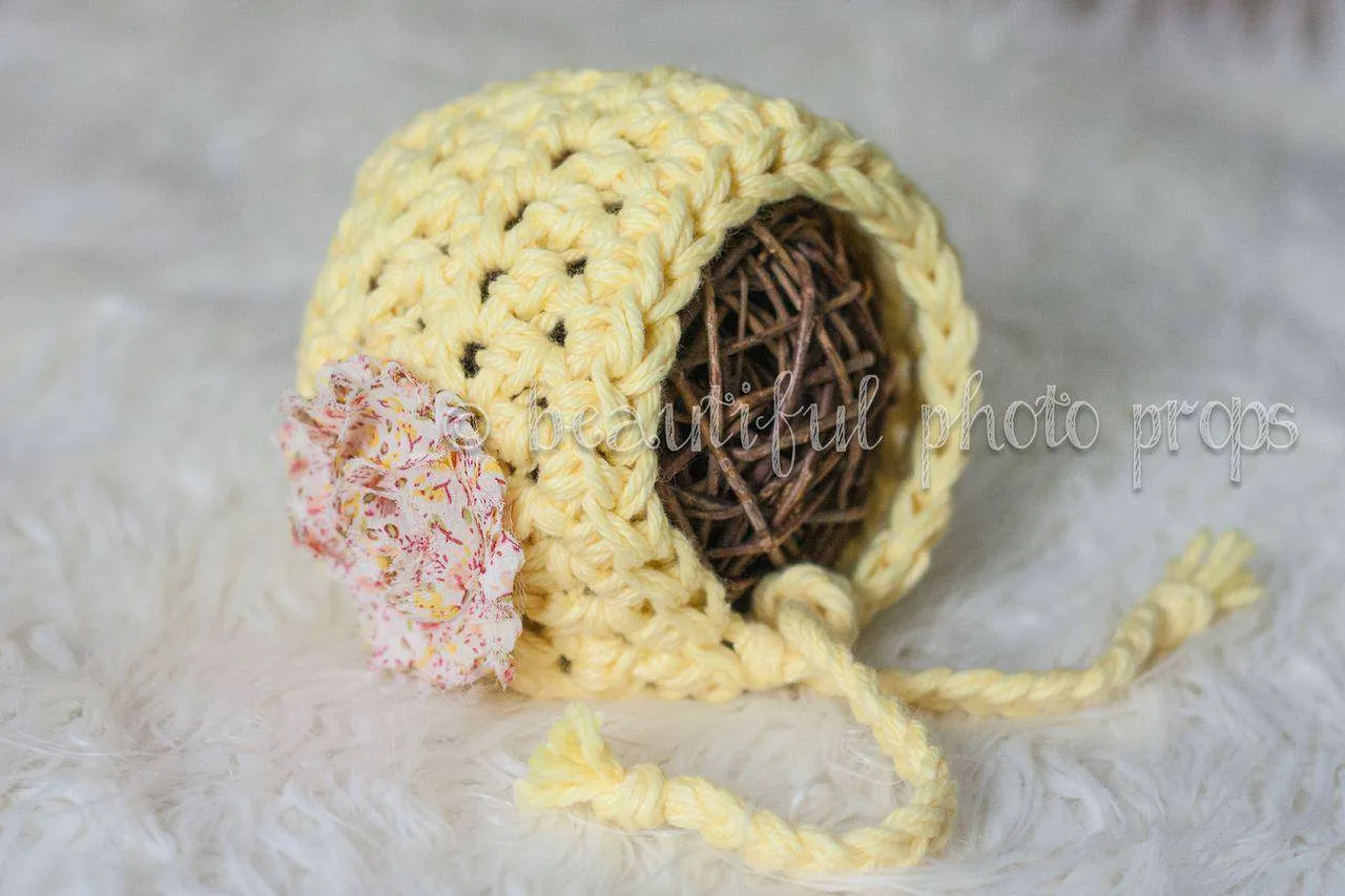 Blossom Newborn Bonnet Hat in Yellow