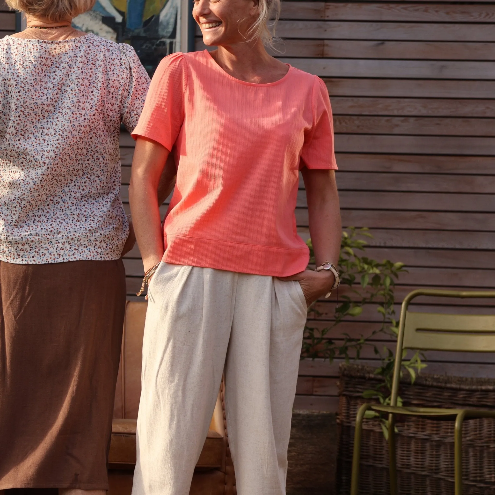 Blouse Eulalie manches courtes - coton tressé corail