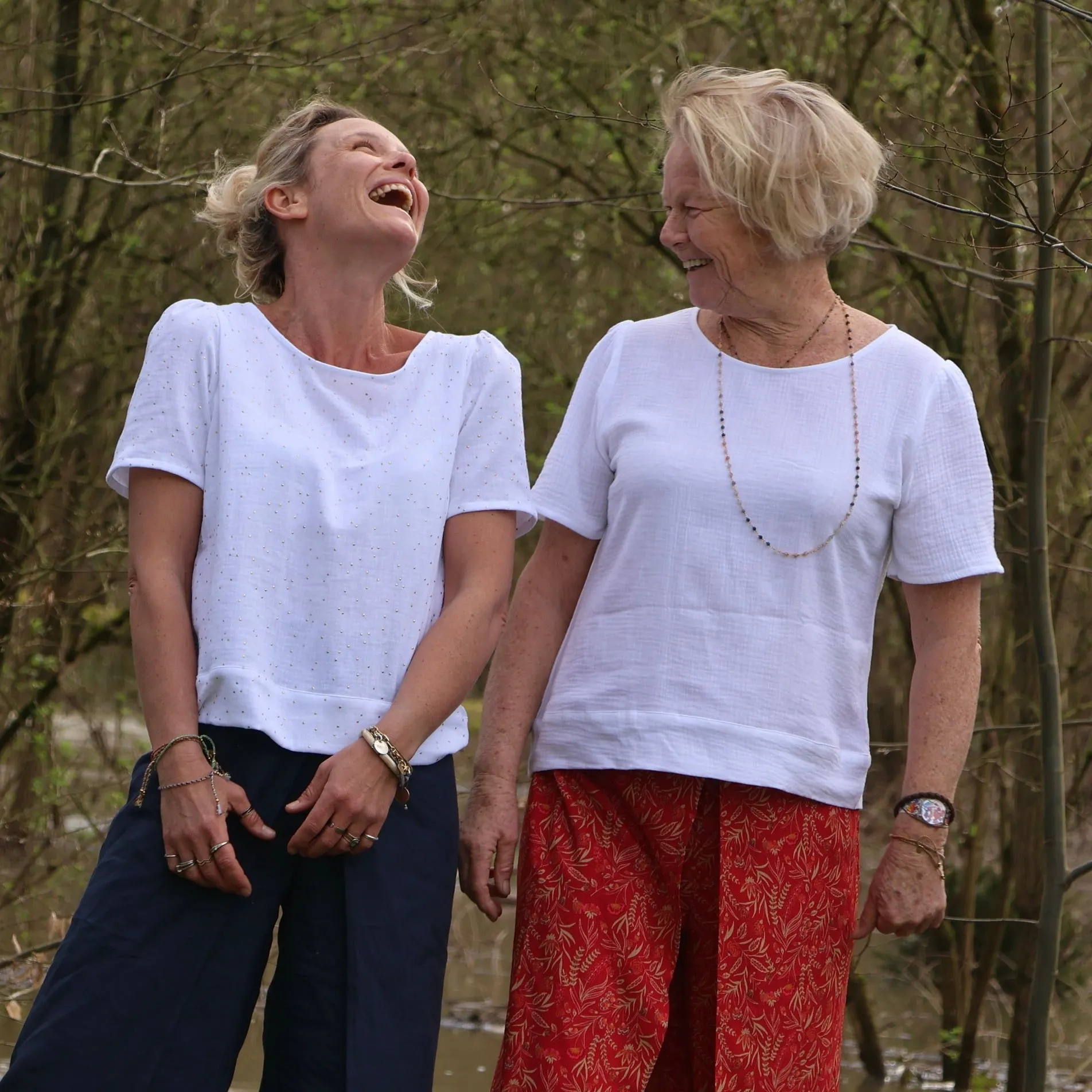 Blouse Eulalie manches courtes - double gaze de coton blanche