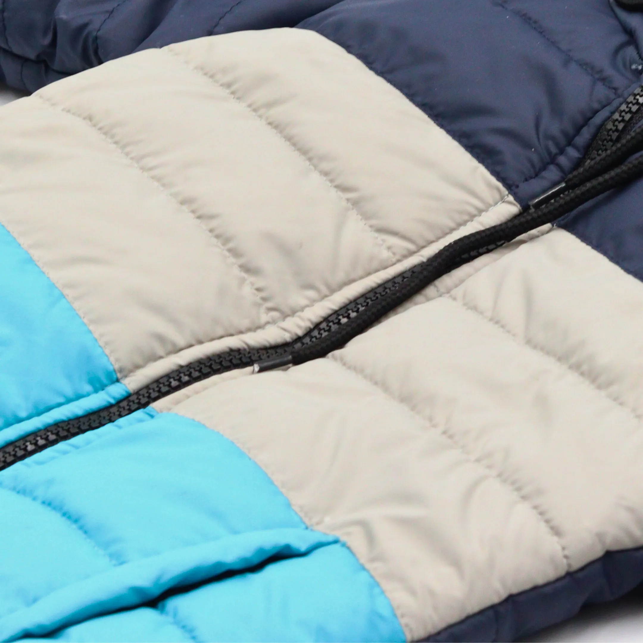 Blue Contrast Puffer Hooded Jacket