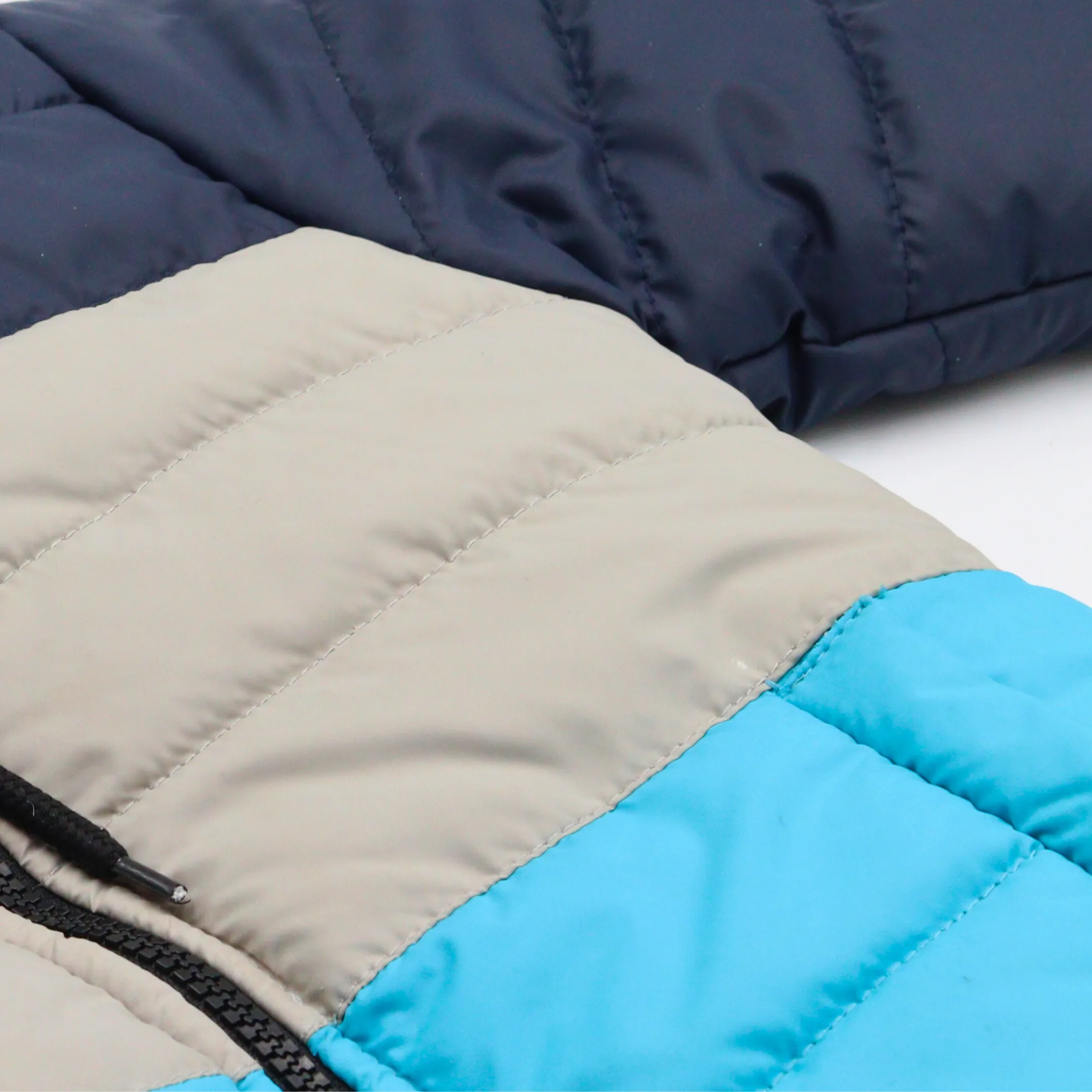 Blue Contrast Puffer Hooded Jacket