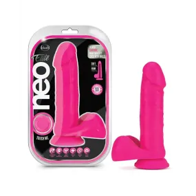 Blush Neo Elite 8 in. Silicone Dual Density Dildo With Balls & Suction Cup Neon Pink