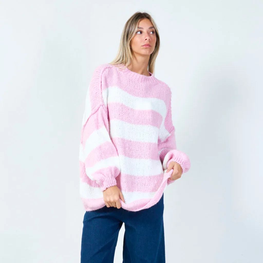 Bold striped knit sweater wholesale