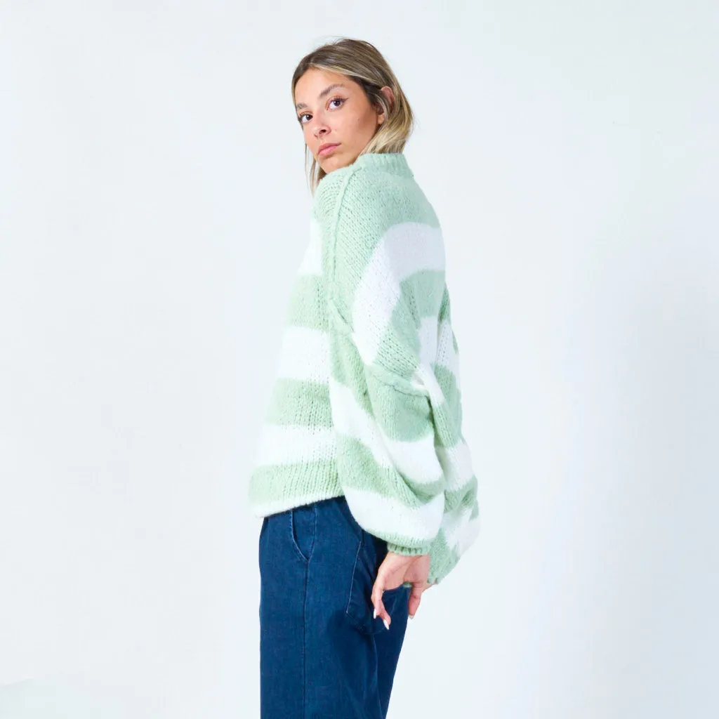 Bold striped knit sweater wholesale