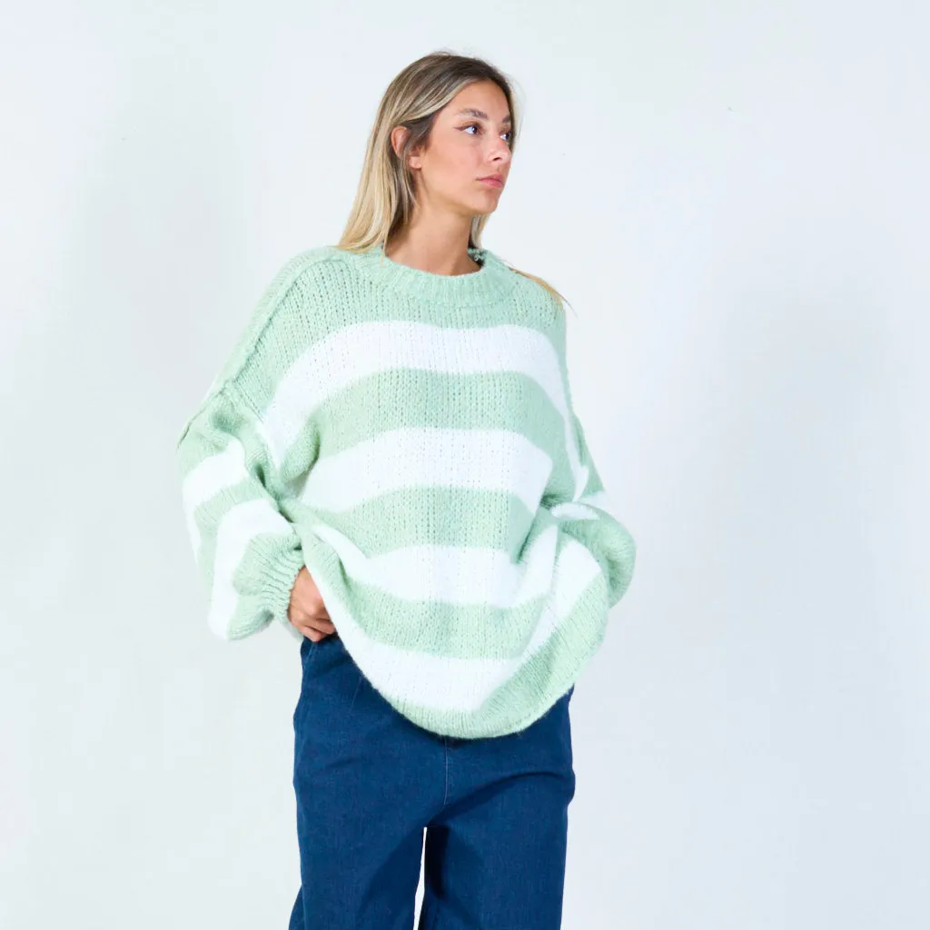 Bold striped knit sweater wholesale