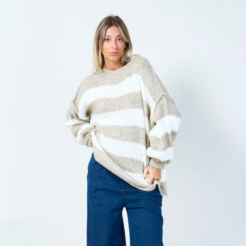 Bold striped knit sweater wholesale