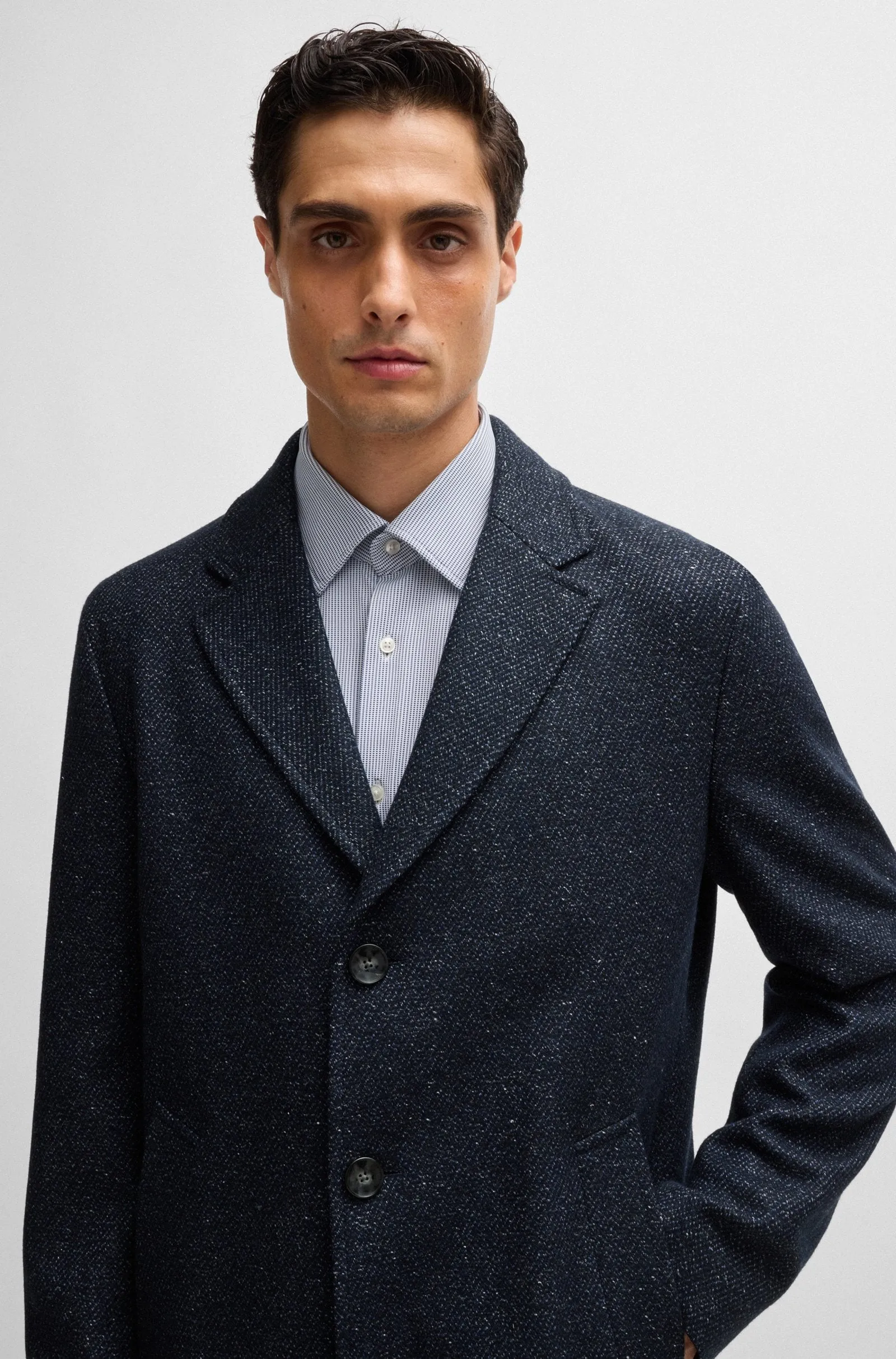 Boss Slim-Fit Coat with Detachable Zip-Up Inner - Blue