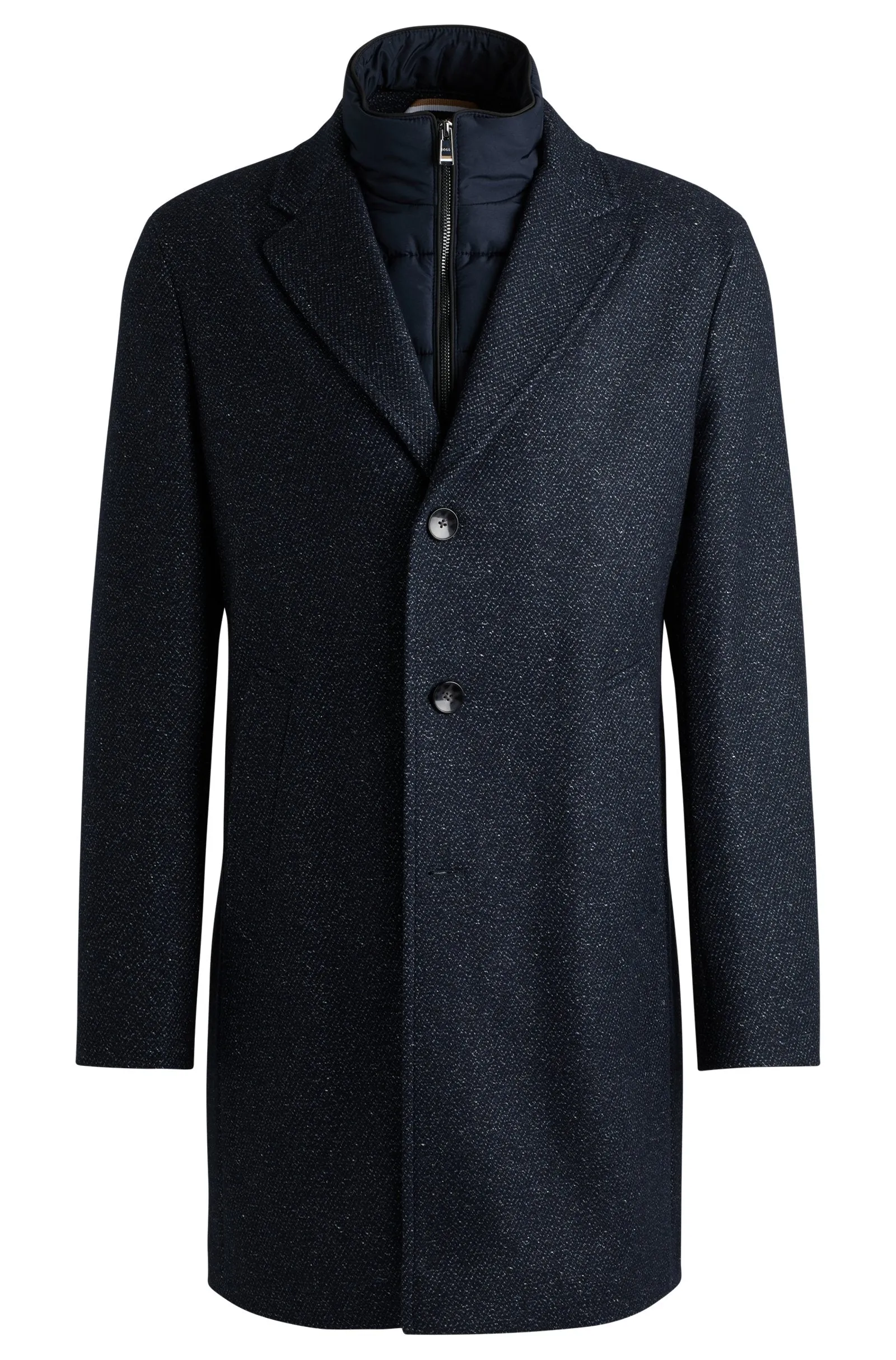 Boss Slim-Fit Coat with Detachable Zip-Up Inner - Blue